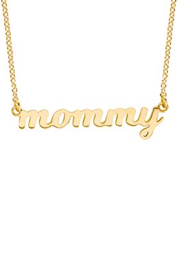 Tiny Tags Script Mommy Pendant Necklace in Gold