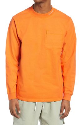 Saturdays NYC Dekalb Mock Neck Long Sleeve T-Shirt in Hyper Orange