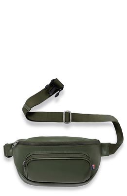 Kibou Faux Leather Diaper Belt Bag in Olive Green