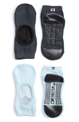 Arebesk Phish Net Assorted 2-Pack No-Slip Socks in Charcoal /Light Blue