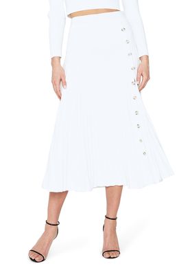 Bardot Pleated Side Button Midi Skirt in Ivory
