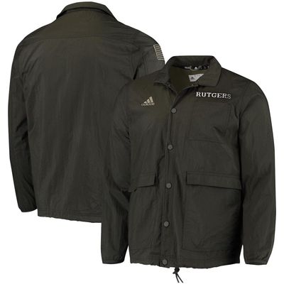 Men's adidas Olive Rutgers Scarlet Knights Salute to Service Full-Snap Jacket