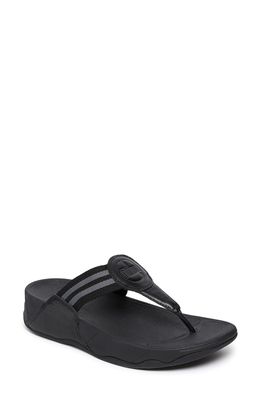 FitFlop Walkstar Flip Flop in All Black Nappa Leather