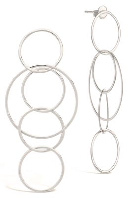 Sterling Forever Linked Hoop Drop Earrings in Silver