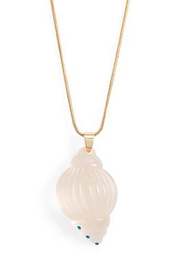 Open Edit Adjustable Shell Pendant Necklace in Pink- Green- Gold