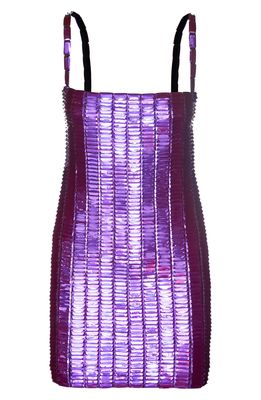 The Attico Rue Rectangular Sequin Minidress in 012 Violet