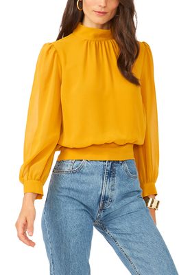 1.STATE Crop Sheer Sleeve Blouse in Saffron