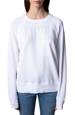 Zadig & Voltaire Love Cotton & Modal Crewneck Sweatshirt in Blanc