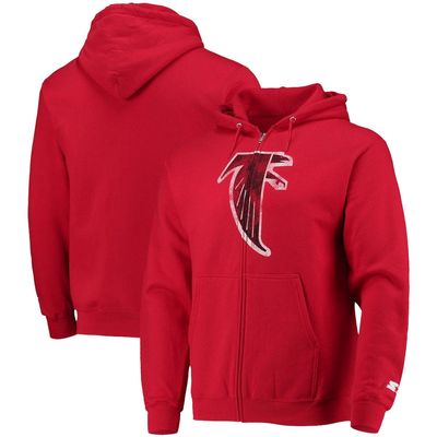 Men's Starter Red Atlanta Falcons Throwback Logo Full-Zip Hoodie