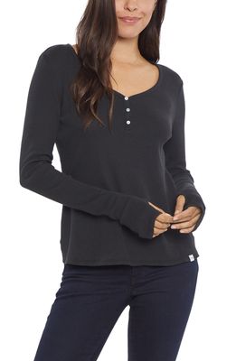 NYDJ Fitted Henley Thumbhole Top in Black