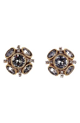 Oscar de la Renta Classic Button Stud Earrings in Black