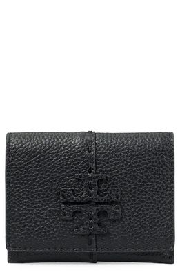 Tory Burch McGraw Leather Flap Card Case in Black