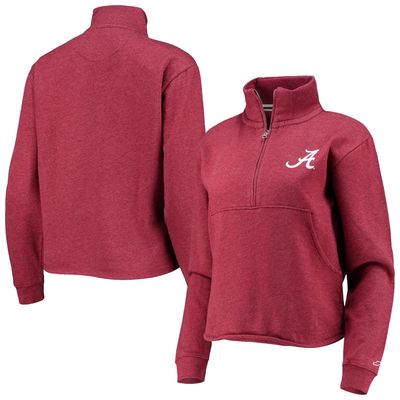 Women's League Collegiate Wear Heathered Crimson Alabama Crimson Tide Victory Springs Half-Zip Sweatshirt