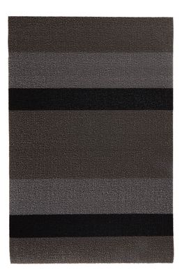Chilewich Stripe Low Pile Large Indoor/Outdoor Floor Mat in Silver/Black