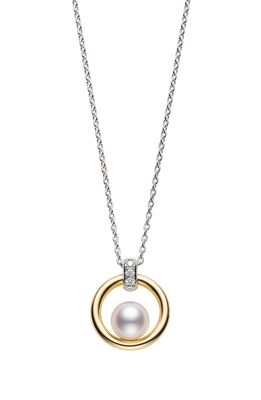 Mikimoto Cultured Pearl Pendant Necklace in Yellow Gold/White Gold