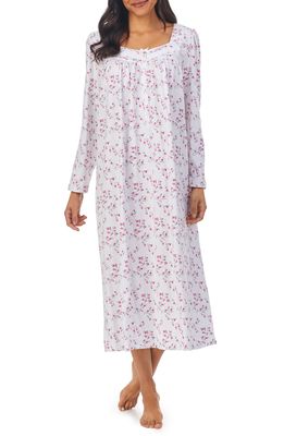 Eileen West Floral Print Cotton Ballet Nightgown in White Floral
