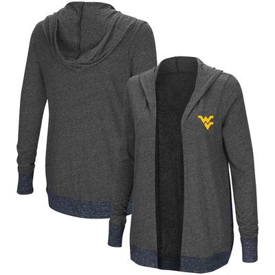 Women's Colosseum Charcoal West Virginia Mountaineers Steeplechase Open Hooded Tri-Blend Cardigan