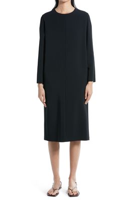 The Row Serena Long Sleeve Techno Midi Dress in Black