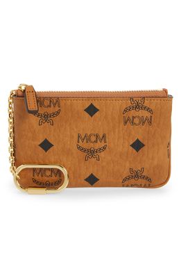 MCM Visetos Original Coated Canvas Key Wallet in Cognac