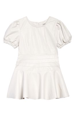 Habitual Girl Kids' Faux Leather Flounce Dress in Off-White