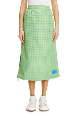 Sunnei Women's Gingham Check Midi Skirt in Green Check