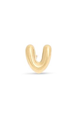 STONE AND STRAND Mini Bubble Initial Gold Stud Earring in Yellow Gold - V