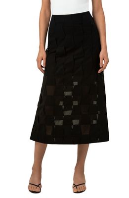 Akris Mirror Trapezoid Cotton Midi Skirt in 009 Black