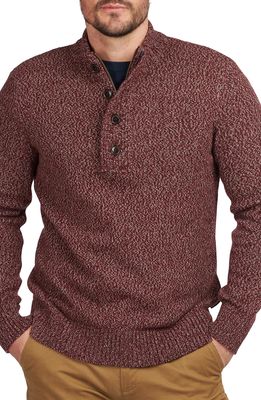 Barbour Sid Half Zip Wool & Cotton Sweater in Crimson Marl