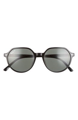 Ray-Ban Thalia 53mm Polarized Square Sunglasses in Black /Polarized Green