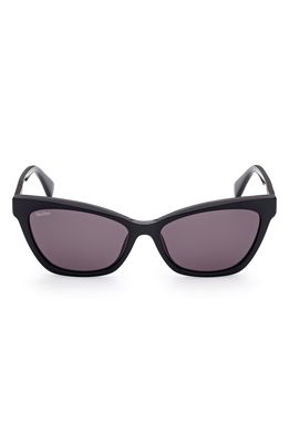 Max Mara 58mm Cat Eye Sunglasses in Shiny Black /Smoke
