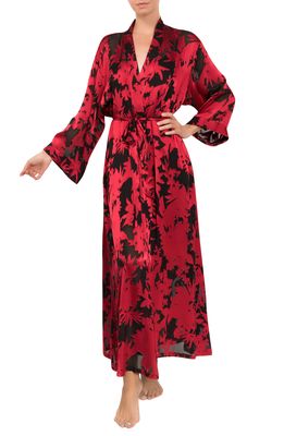 Everyday Ritual Colette Floral Print Robe in Red Black Floral
