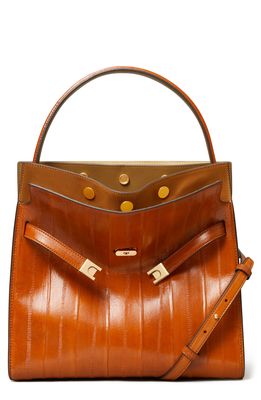 Tory Burch Lee Radziwill Leather Double Bag in Warm Rust
