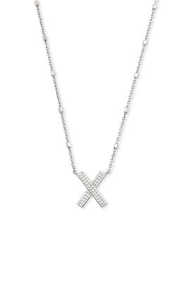 Kendra Scott Initial Pendant Necklace in Rhodium Metal-X