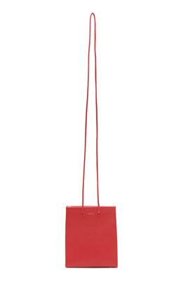 Medea Short Long Strap Leather Tote in Poppy Red