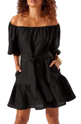 Tommy Bahama St. Lucia Off the Shoulder Tiered Dress in Black