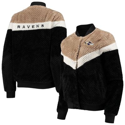 Women's G-III 4Her by Carl Banks Black/Cream Baltimore Ravens Riot Squad Sherpa Full-Snap Jacket