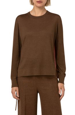 Akris Poulis Trapezoid Linen & Cashmere Blend Sweater in Marigold-Chestnut