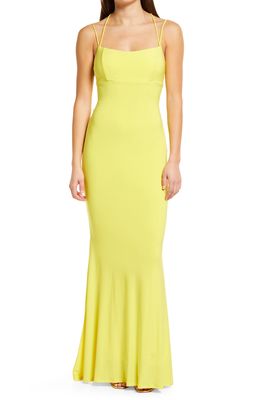 Jump Apparel Strappy Jersey Gown in Yellow