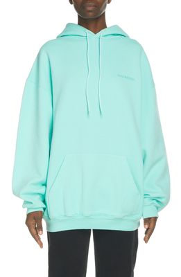 Balenciaga Embroidered Logo Cotton Hoodie in Mint
