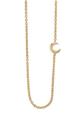 Lizzie Mandler Fine Jewelry Diamond Crescent Moon Pendant Necklace in Yellow Gold