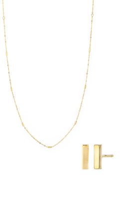 Bony Levy 14K Gold Bar Studs & Station Necklace Box Set in Yellow Gold