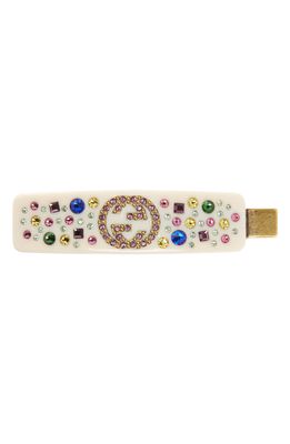 Gucci GG Crystal Hair Clip in White