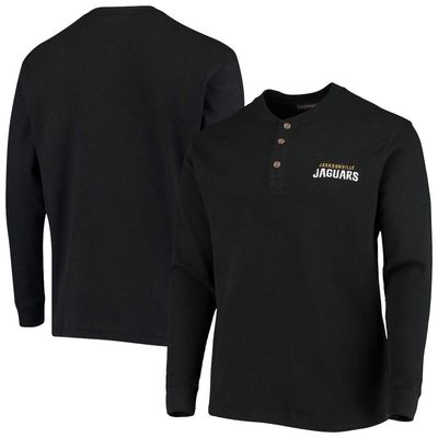 Men's Dunbrooke Black Jacksonville Jaguars Logo Maverick Thermal Henley Long Sleeve T-Shirt