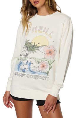 O'Neill Choice Oversize Cotton Graphic Sweatshirt in Winter White