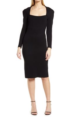 Eliza J Long Sleeve Body-Con Dress in Black