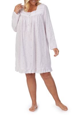 Eileen West Lace Trim Long Sleeve Nightgown in Pink