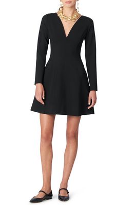 Carolina Herrera Long Sleeve Stretch Wool Minidress in Black
