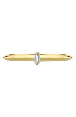 Lizzie Mandler Fine Jewelry Petite Knife Edge Vertical Baguette White Diamond Ring in Yellow Gold/white Diamond