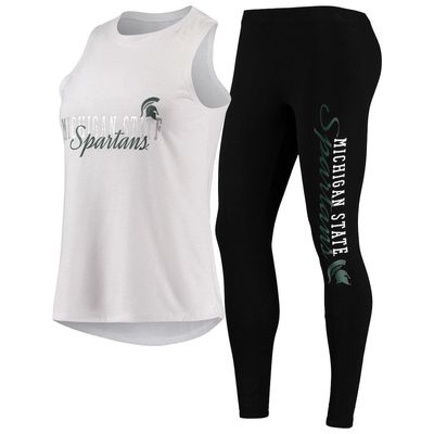 Women's Concepts Sport White/Black Michigan State Spartans Tank Top and Leggings Sleep Set