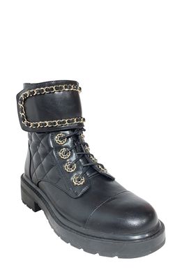 AZALEA WANG Fetty Faux Leather Combat Boot in Black